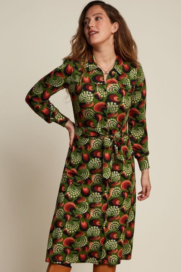 King Louie - Laila Dress The Fuzz - Skjortekjole - Mørkegrøn