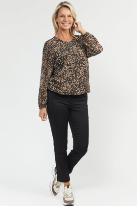 Brandtex - Print Bluse - Løs Pasform - Sort
