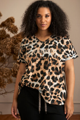 ZHENZI - Dawna 521 - Leopard Print T-shirt - Sort