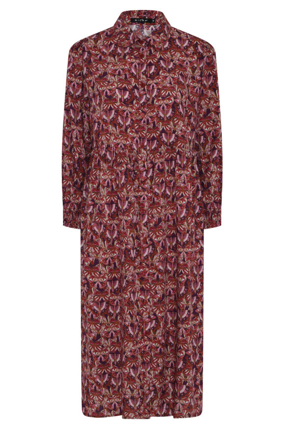 Micha - Warm Winter Print - Lang Viskose Print Kjole - Cerise