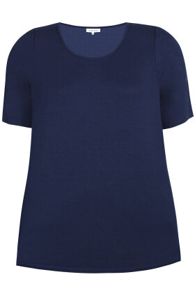 ZHENZI - Bailee 728 Ensfarvet Basis T-shirt - Puf - Mørkeblå