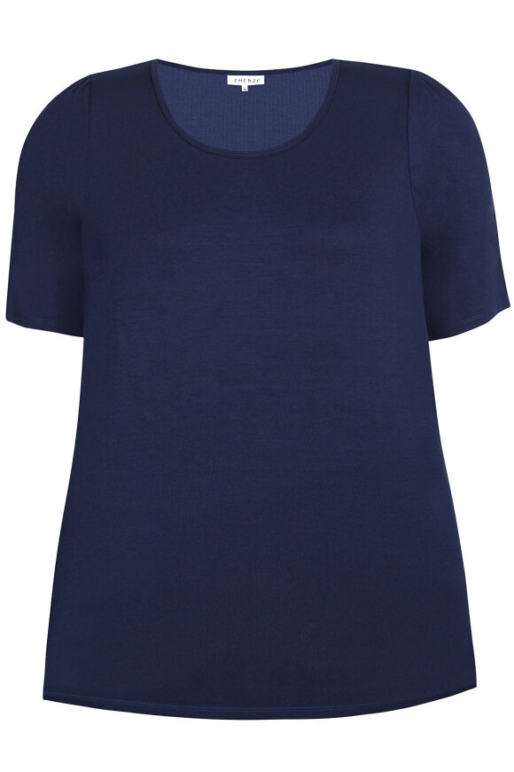 Zhenzi - Bailee 728 Ensfarvet Basis T-shirt - Puf - Mørkeblå