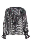 Smashed Lemon - Chiffon Bluse -Transparent Polka Prikket - Sort