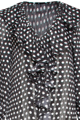 Smashed Lemon - Chiffon Bluse -Transparent Polka Prikket - Sort
