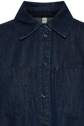 Pulz - PzLova Shirt - Kort Denim Skjorte - Mørk Denim