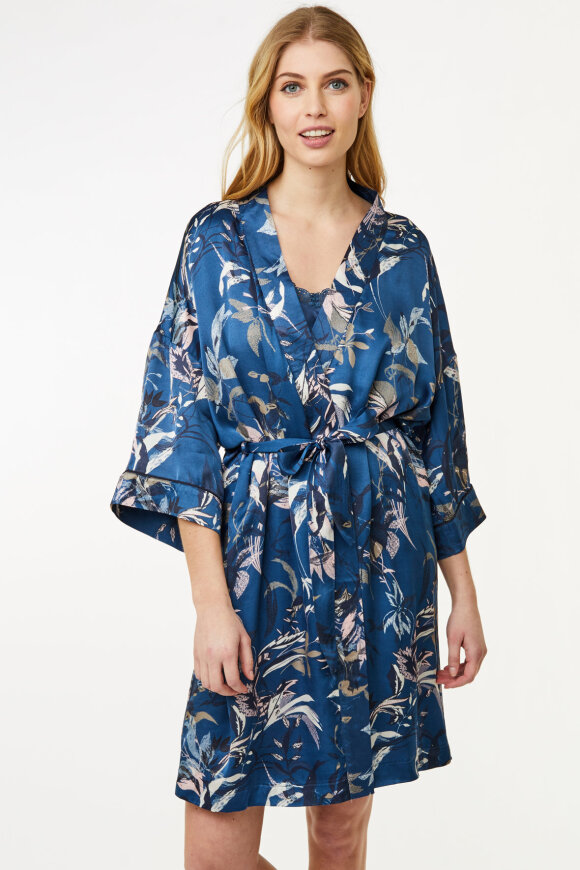 CCDK - Jean Kimono - Flora Print - EcoVero - Mørkeblå