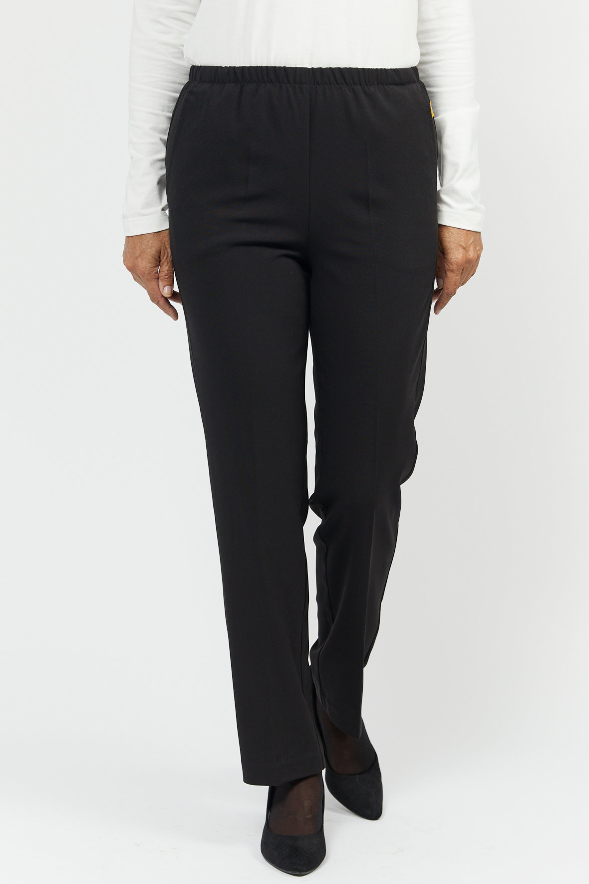 Brandtex Sofie slim fit garbadine - sorte - DAME - Hos Lohse