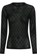 Hype the Detail - Mesh Blouse - Gennemsigtig Bluse - H Logo - Sort