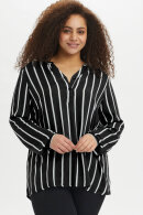 Kaffe Curve - KC-Sida Blouse - Stribet Bluse - Sort