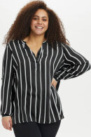 Kaffe Curve - KC-Sida Blouse - Stribet Bluse - Sort