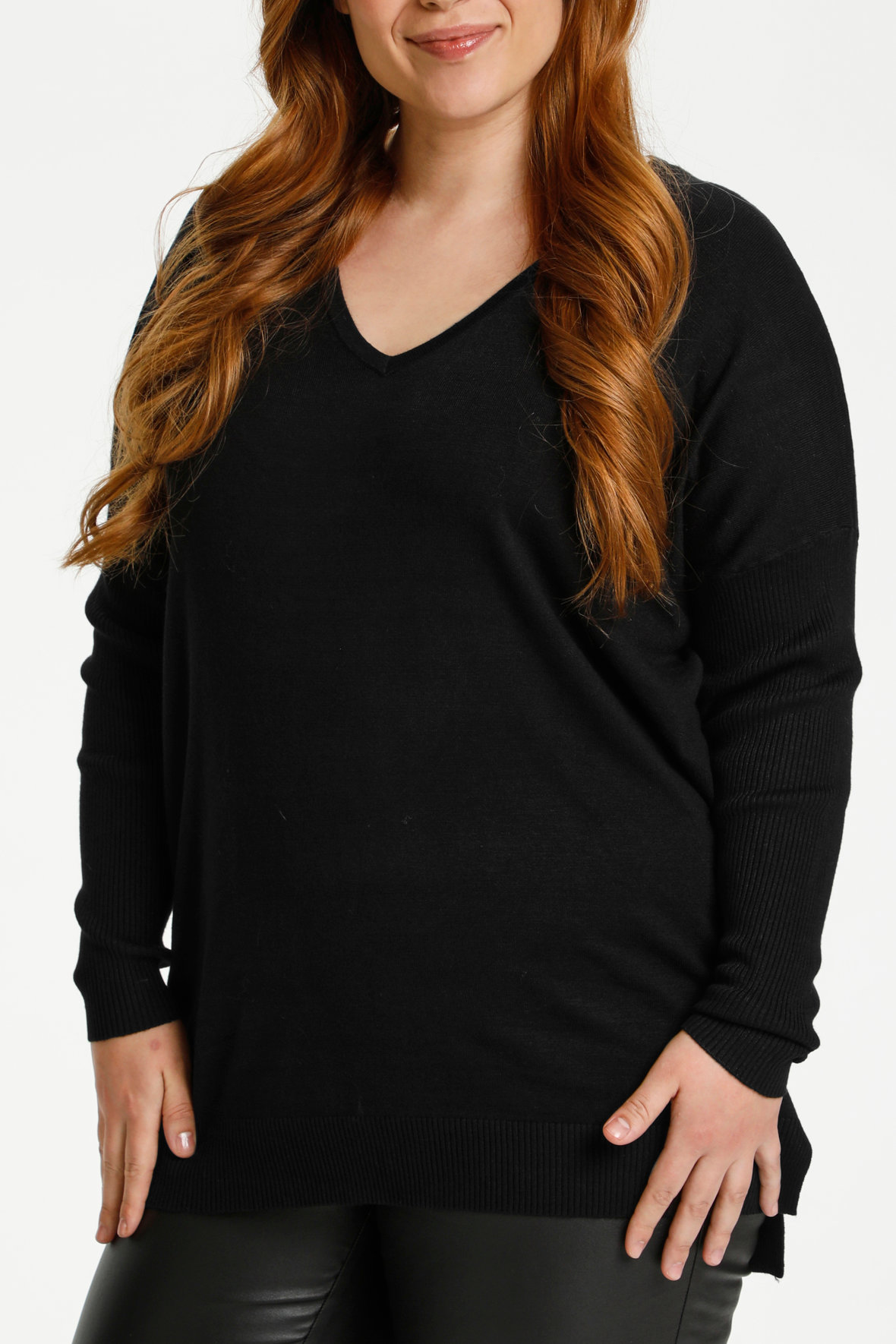 Sort Pullover Kaffe Curve kc-Machi Knit Pullover viskose sort strik til KVINDER - Hos ...