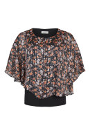 Bassini - Festbluse - To Delt Med Blomstret Print - Sort