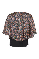 Bassini - Festbluse - To Delt Med Blomstret Print - Sort