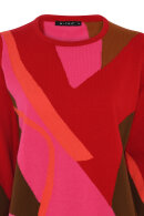 Micha - Art Pattern Knit - Strikbluse Abstrakt Mønster - Rød