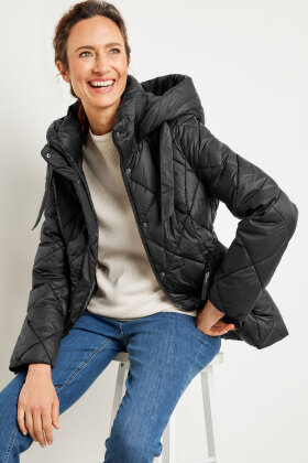 Gerry Weber - Quiltet Varm Vinterjakke - Diamant - Sort