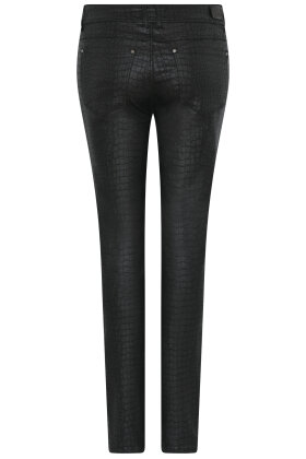 C Ro - Jenny Coated Pants - Læderlook Strækbukser - Sort