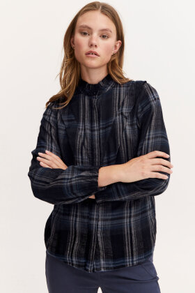 Pulz - PZAlina Short Shirt - Flannel Skjorte - Blå