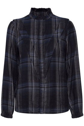 Pulz - PZAlina Short Shirt - Flannel Skjorte - Blå