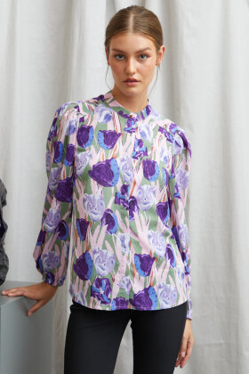 Pulz - PZJess Shirt - Blomstret Let Skjorte - Lilla