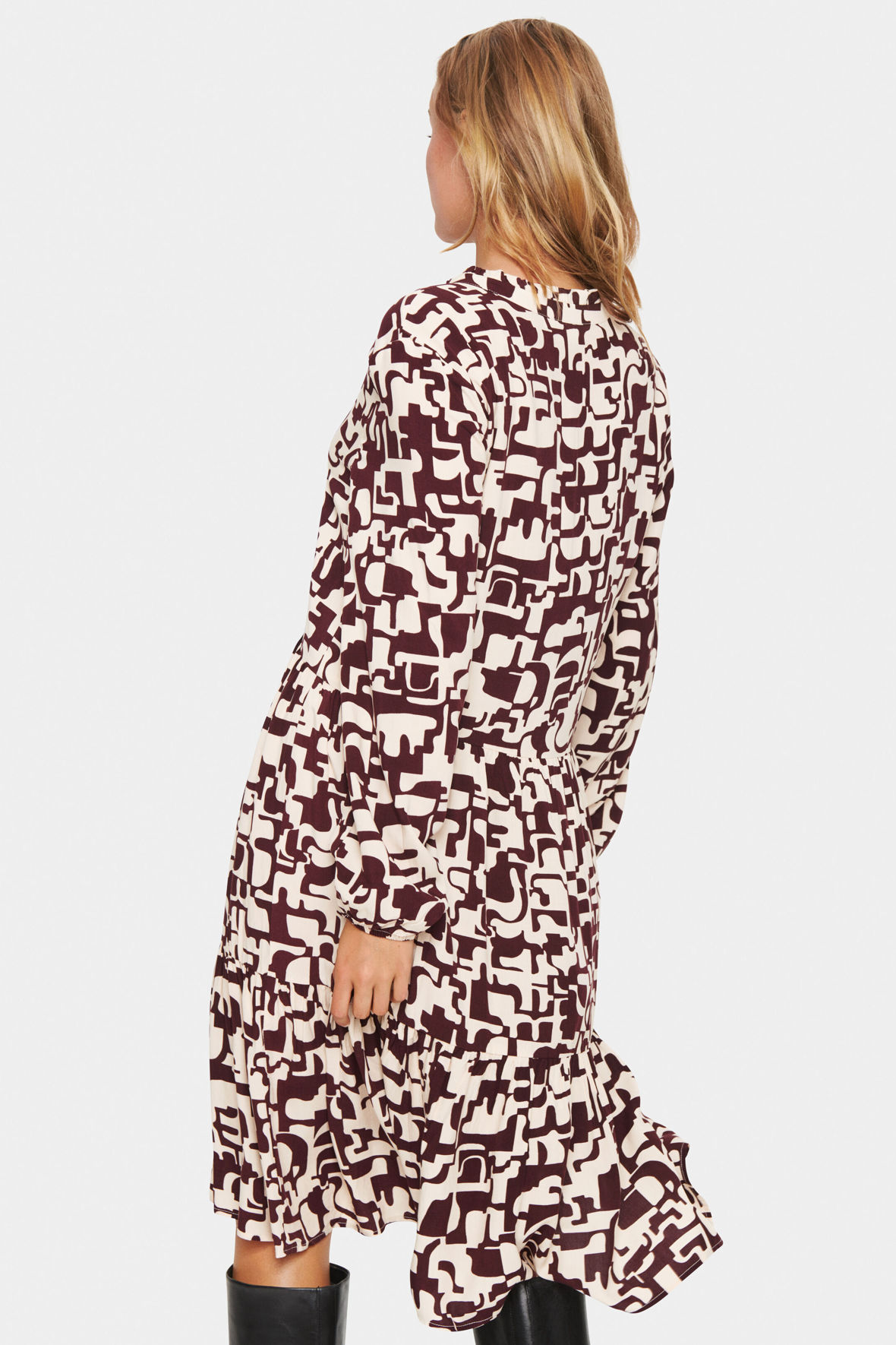 Saint EdaSZ Dress knælang grafisk print kjole bordeaux Hos