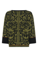 Lundgaard - Jacquard Flower Blouse - Mønstret Strikbluse - Grøn