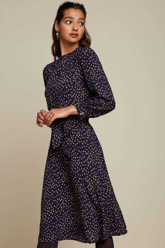 King Louie - Phoebe Dress Abbey - Vævet Crepe Kjole - Mørkeblå