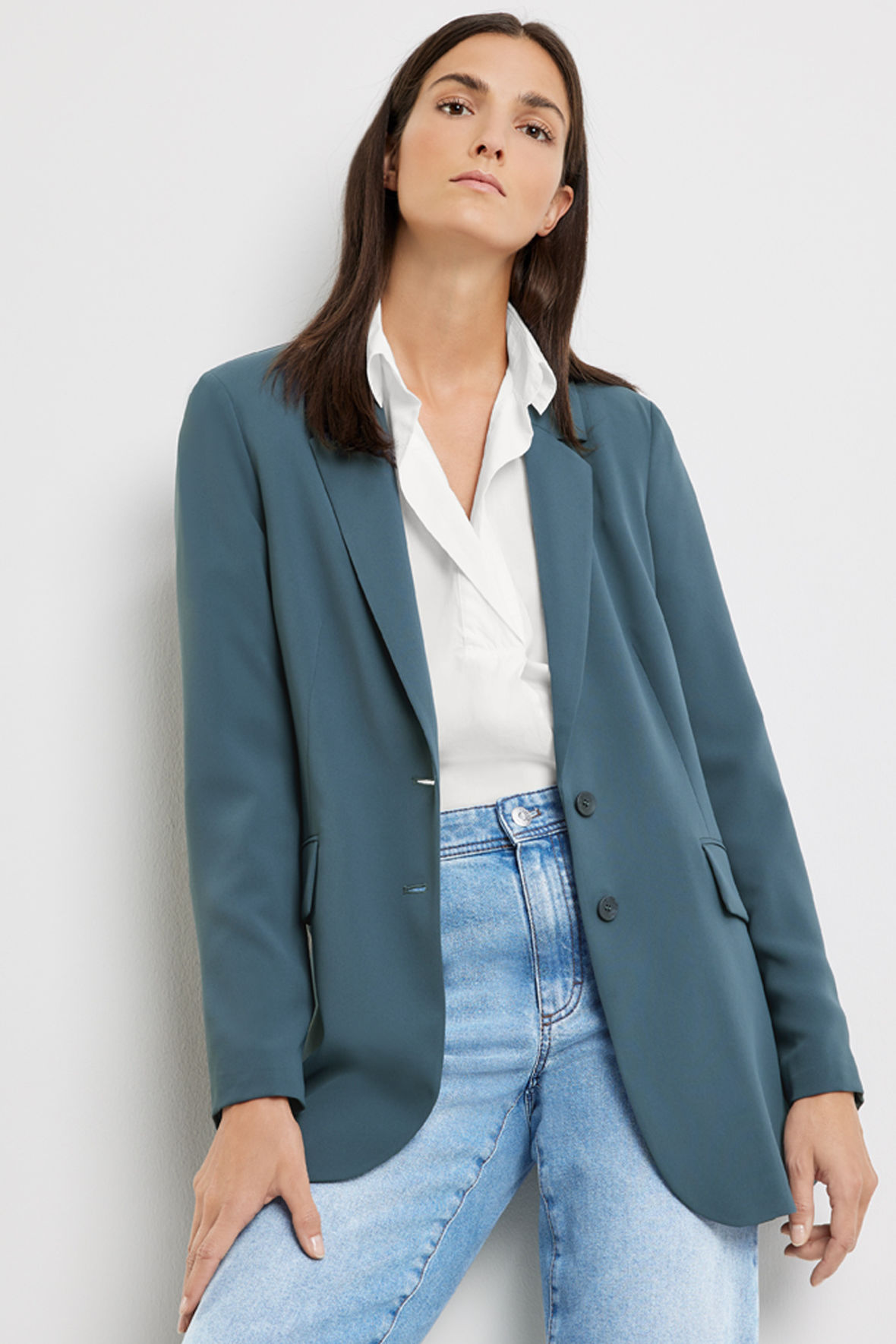 Gerry weber blazer jakke i petrol high fashion til kvinder hos lohse