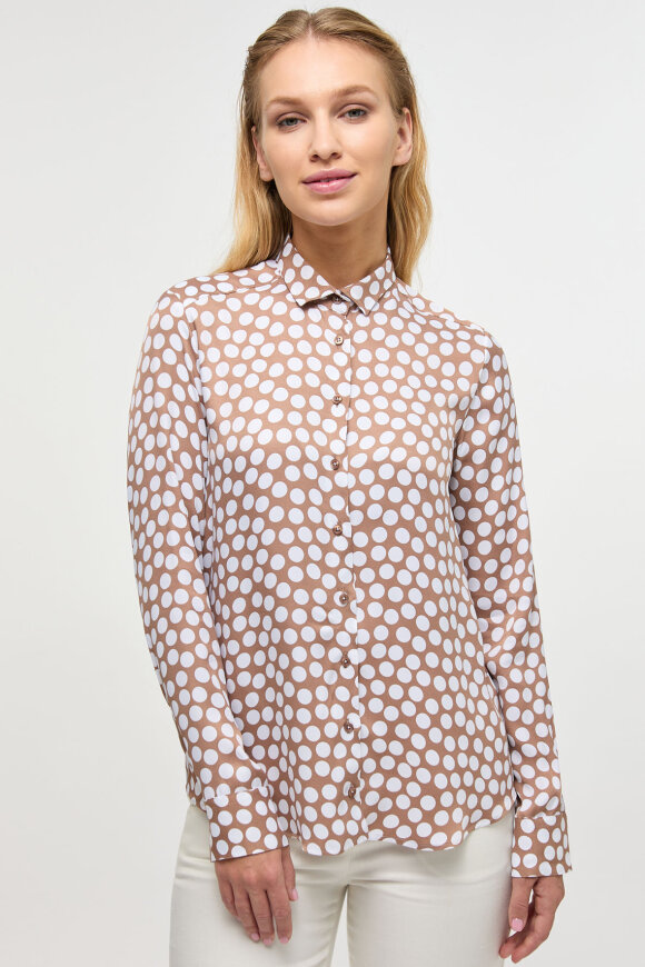 Eterna - Polka Prikket Print Skjortebluse - Hvid