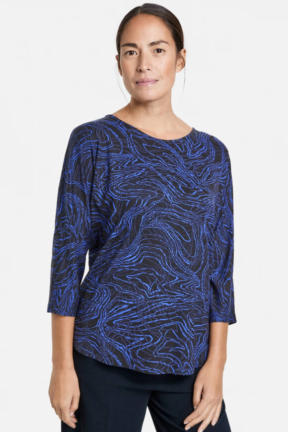 Gerry Weber - T-shirt Top - Bateau Hals - Mørkeblå