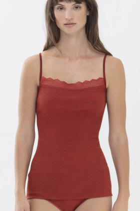 Mey - Spaghetti Top Camisole - Silk Rib Wool - Silke Serie - Paprika