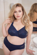 Plaisir - Beate String Full Lace - Brasiliansk Blonde - Mørkeblå