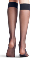 Falke - Seidenglatt 15 Denier - Knee-high Socks - knæstrømpe - Marine