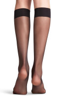 Falke - Seidenglatt 15 Denier - Knee-high Socks - knæstrømpe - Sort