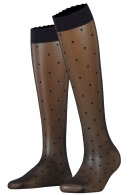 Falke - Dot 15 D Women Knee-High - Knæstrømpe Polka Prikker - Sort