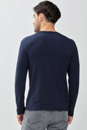 Langærmet T-shirt - Herre - Dry Cotton Colour - Yacht Blue