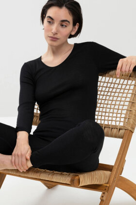 Mey - Exquisite T-shirt Top - Silke & Merino - Lange Ærmer - Sort