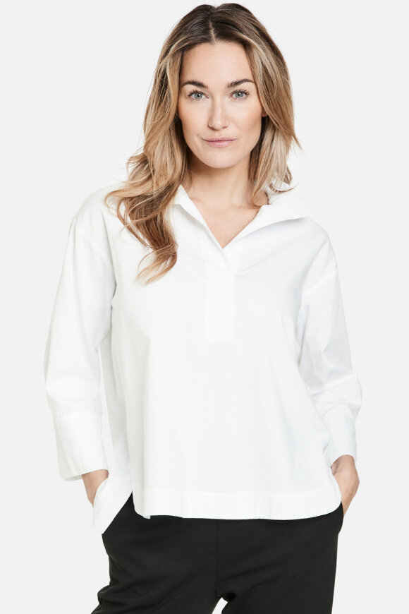 Gerry Weber - Skjortebluse Hvid - 3/4 Ærmet Med Slids