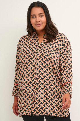 Kaffe Curve - KCqing Shirt Black Orange - Skjorte