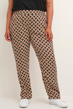 Kaffe Curve - KCqing Pants Black Orange - Print Bukser