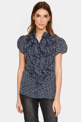 SAINT TROPEZ - LiljaSZ - Kortærmet Flæse Skjorte - Shirt Night sky