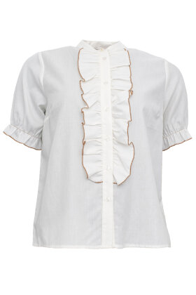 Costamani - Poplin Frill Shirt White - Smuk Flæseskjorte