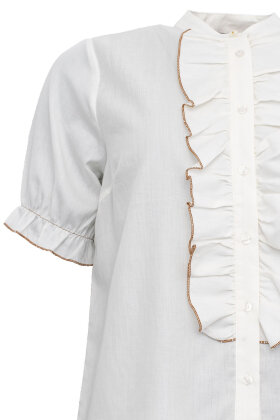 Costamani - Poplin Frill Shirt White - Smuk Flæseskjorte