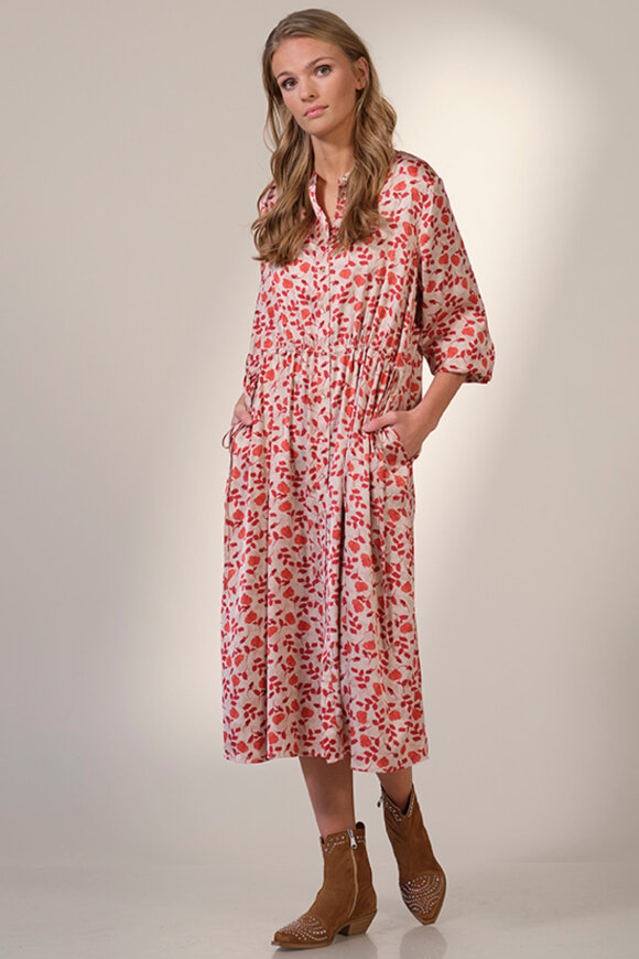 PREPAIR - Jasmin Dress Sand - Print Skjortekjole