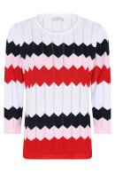 Micha - Zig Zag Mønstret Finstrik Pullover - White Navy Red