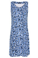 Micha - Jersey Grafisk Sommerkjole - Brede Stropper - Blue