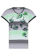 Micha - Basic Stripe Flower T-shirt - Navy & Green