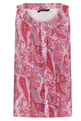 Micha - Top Paisley Print Jersey - Brede Stropper - Pink