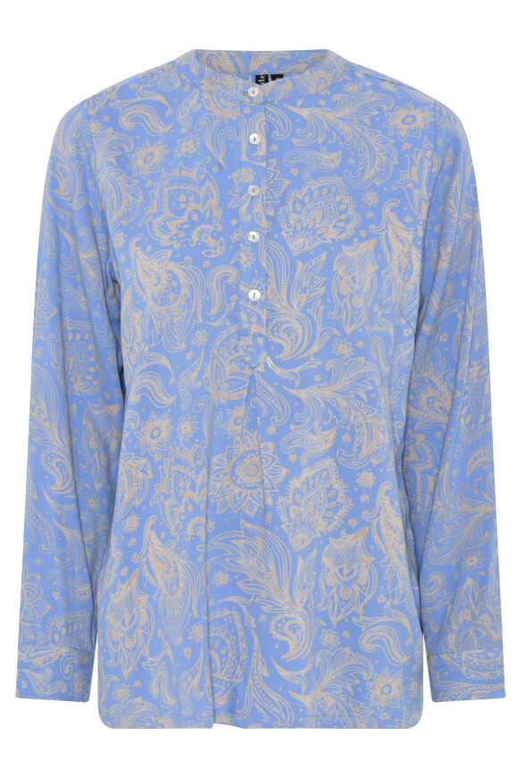 Soulmate - Aida 1 - Langærmet Let Print Bluse - Light Blue