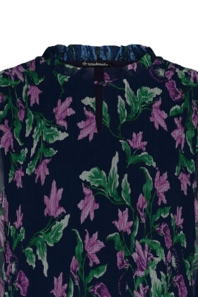Soulmate - Alice 2 - Elegant Print Kjole - med underkjole - Dark Navy