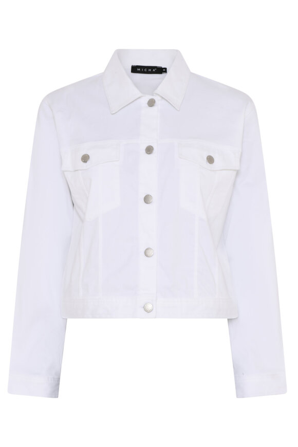 Micha - Kort Denim Jakke - Stræk - Bright White